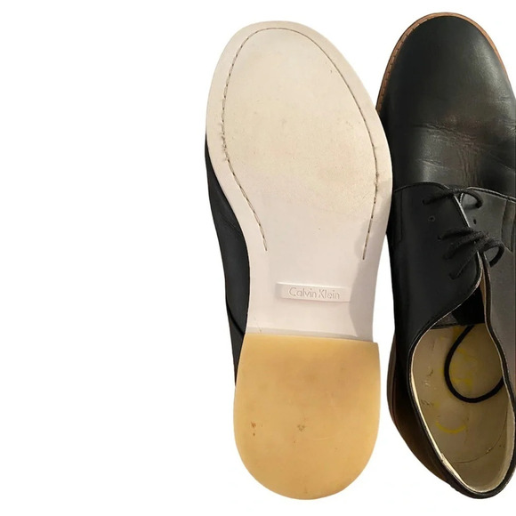 Men's Calvin Klein Aggussie Derby Oxfords Shoes Size 11 Black Leather - Picture 4 of 13